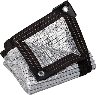 MSUIINT 2 x 2 M Reflective Aluminet Sun Shade Cloth,Sunblock Shade Net Silver Mesh Shade Net,Greenhouse Flowers Plants Patio Lawn Mesh Nets
