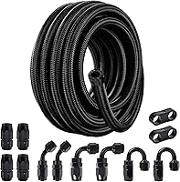 EVIL ENERGY 6AN Nylon Braided Fuel Line Kit 20FT Black - CPE Hose 750 PSI Fittings for Fuel Oil Transmission Lines