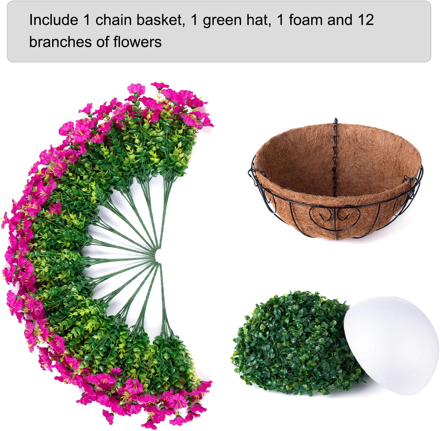 Artificial Faux Hanging Flowers Plants Basket for Outdoors Spring Decoration, UV Resistant Fake Silk Morning Glory in Planter Look Real for Outside Porch Patio Balcony Yard Garden Outdoor Decor - Image 5