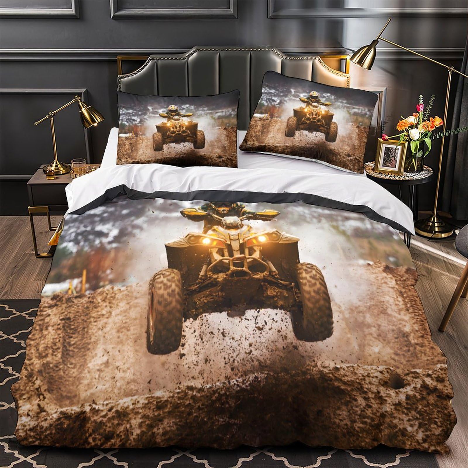 Housse de couette quad 3D anti-froissage pour un lit double toujours impeccable sans repassage