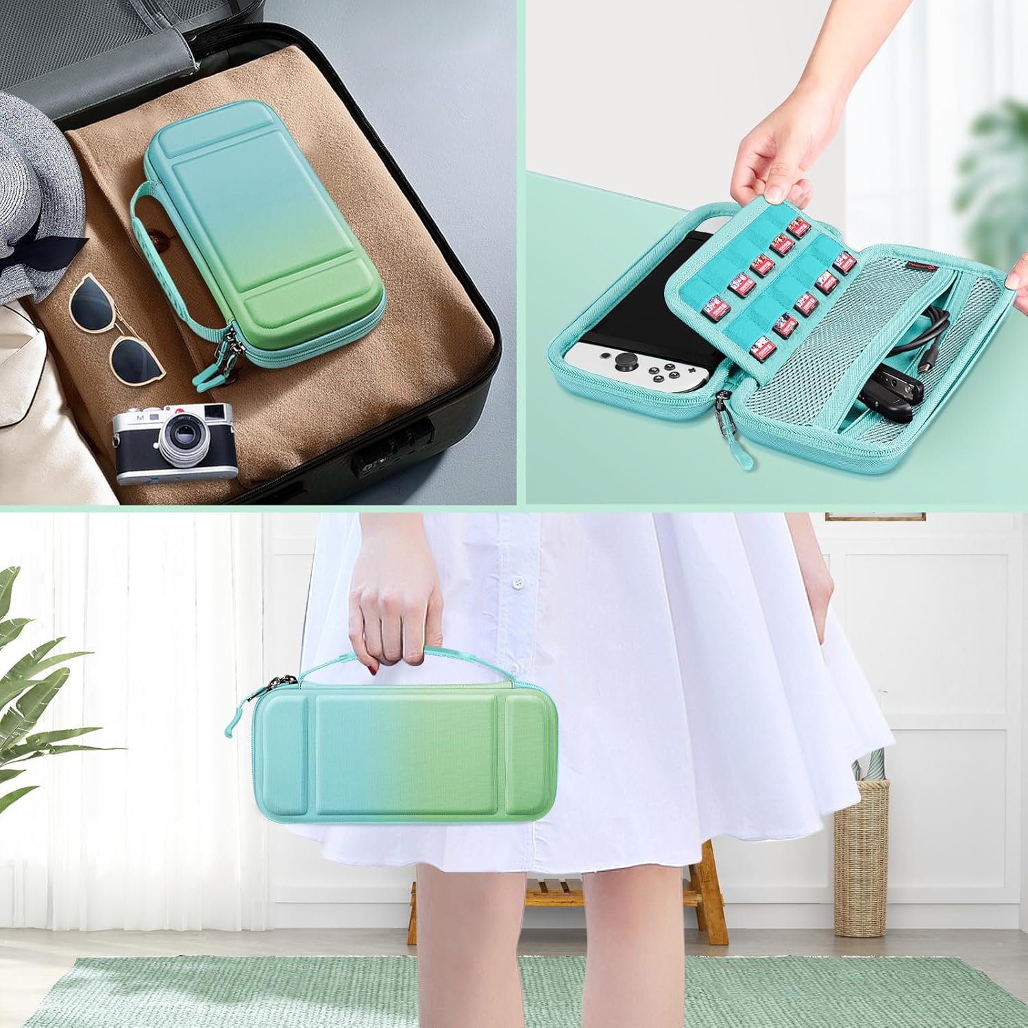 FINTIE Carrying Case for Nintendo Switch OLED Model 2021/Switch 2017, [Shockproof] Hard Shell Protective Cover Travel Bag with 10 Game Card Slots & Inner Pocket - Image 7