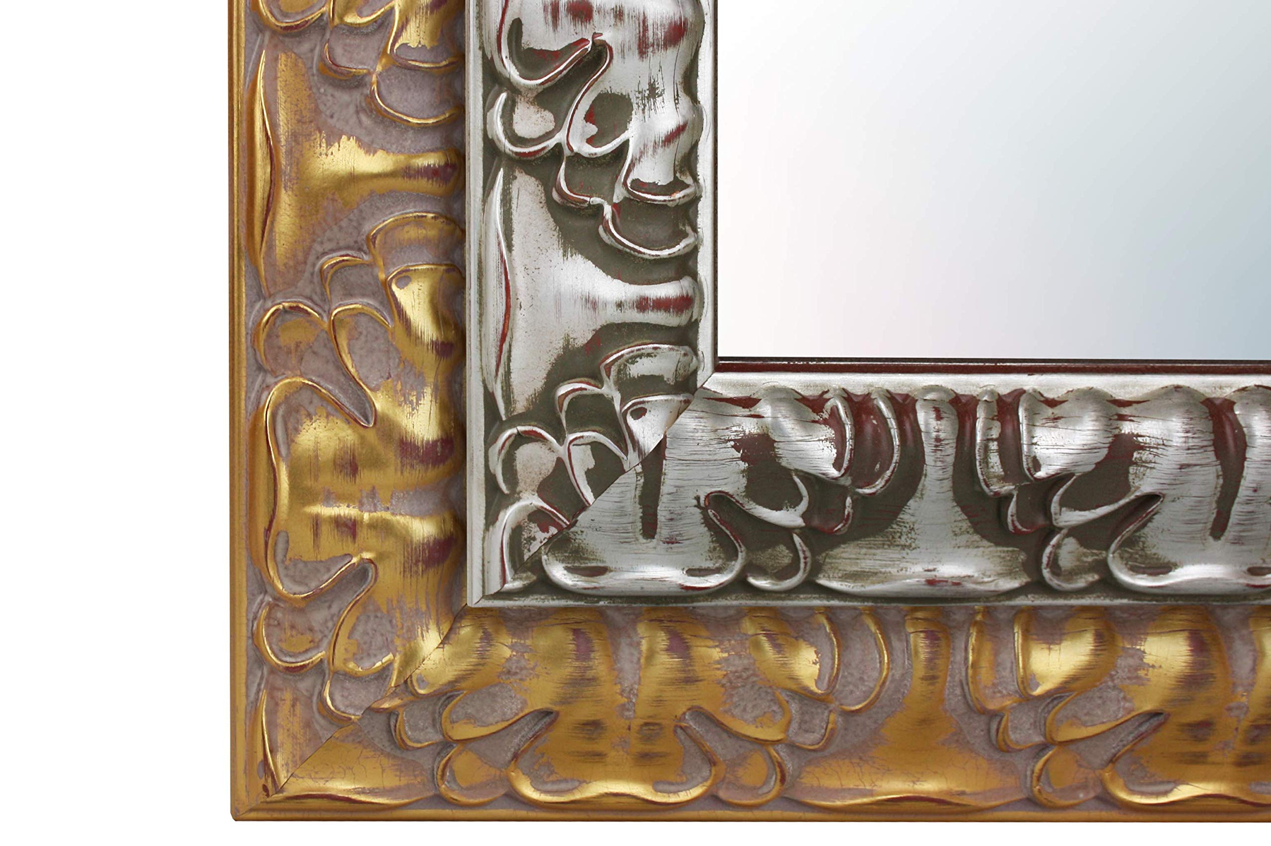 CHELY INTERMARKET MOD149 Espejo De Pared Estilo Clásico Dorado Decorativo Rectangular 35x140 cm Salón Oficina Madera Maciza Fabricado En España Perfil con Relieve Montaje Versátil
