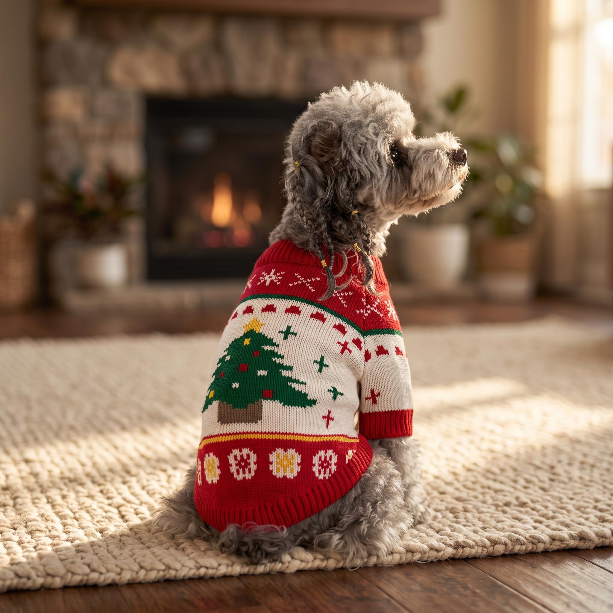 Durdiiy Christmas Dog Jumpers, Soft Warm Outfit Sweater Xmas Pet Clothes