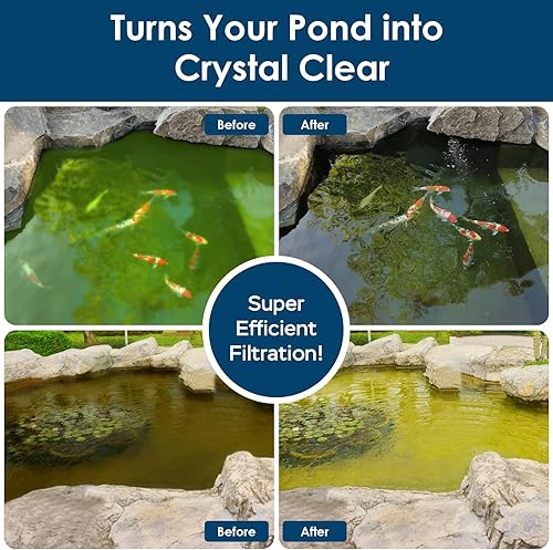 Miniatura 3 de AquaMiracle Filtros de estanque Koi todo en uno para estanques al aire libre de 200 a 350 galones, bomba de fuente de estanque con 3 patrones de