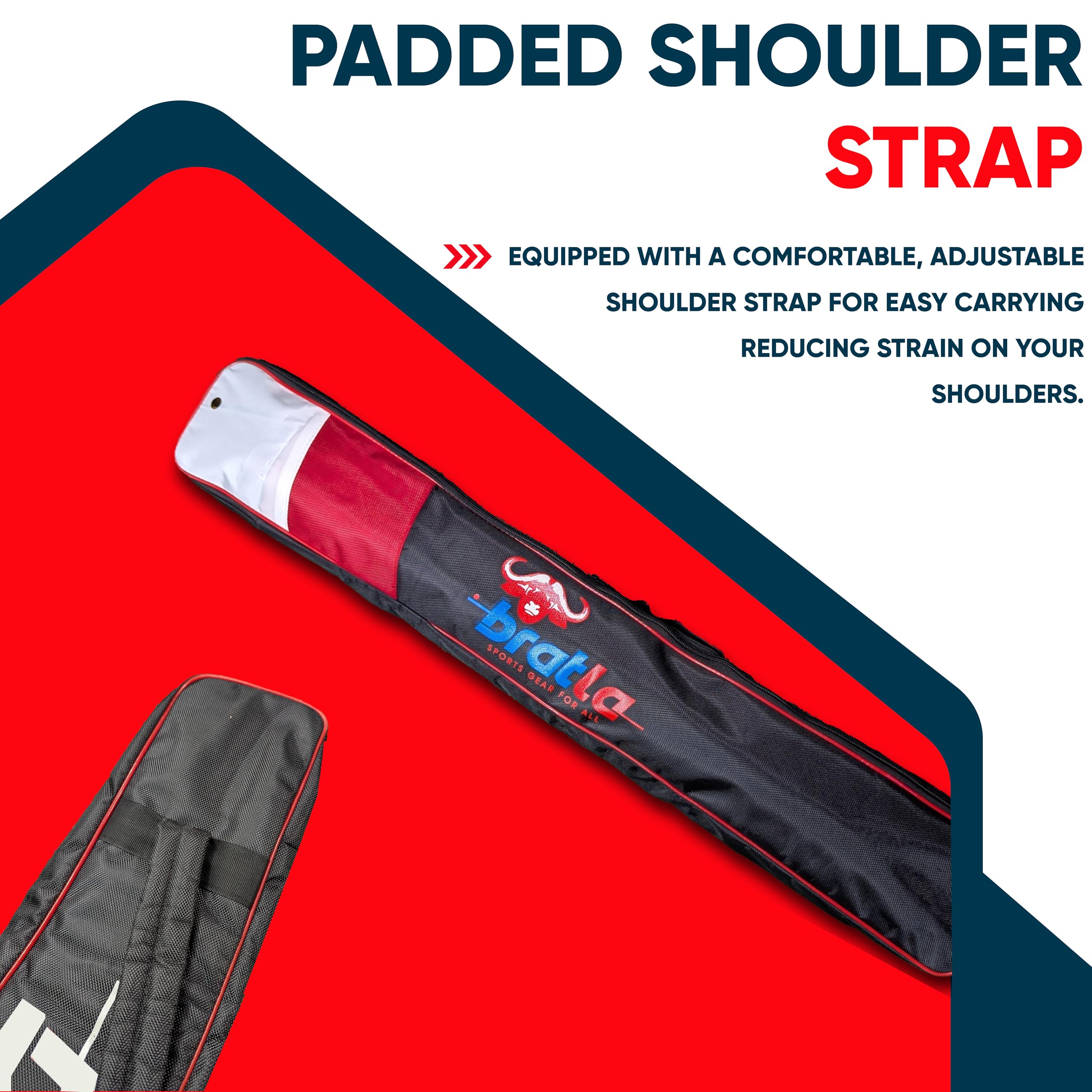 Bratla Cricket Bat Cover Bag For Full Size Bat Adjustable Shoulder