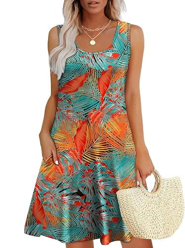 WEESO Womens Summer Dresses Loose U Neck Sleeveless Sundresses Dress