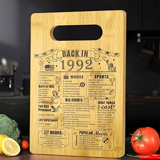 33th Birthday Gifts For Women or Men, Back In 1992 Cutting Board 33th Birthday Decorations, 33 Year Old Anniversary Birthday Gifts For Wife Husband Mom Dad
