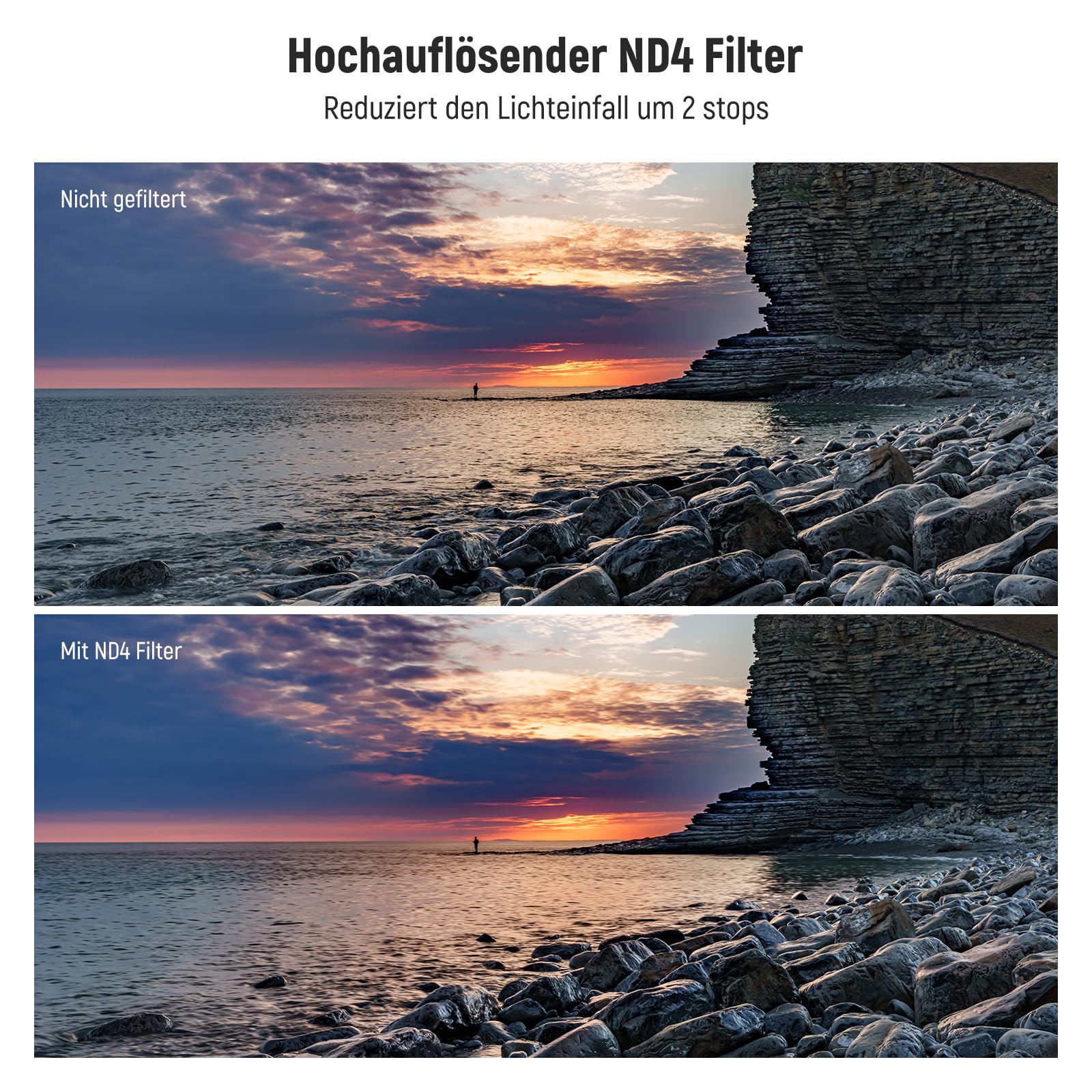 NEEWER 67mm ND Objektiv Filter Set mit Aufbewahrungsetui, Reinigungstuch, UV CPL ND4 Mehrfachvergütetes Optikglas, Rahmen aus Aluminiumlegierung zirkularer Polfilter Graufilter Kit für Kameraobjektive