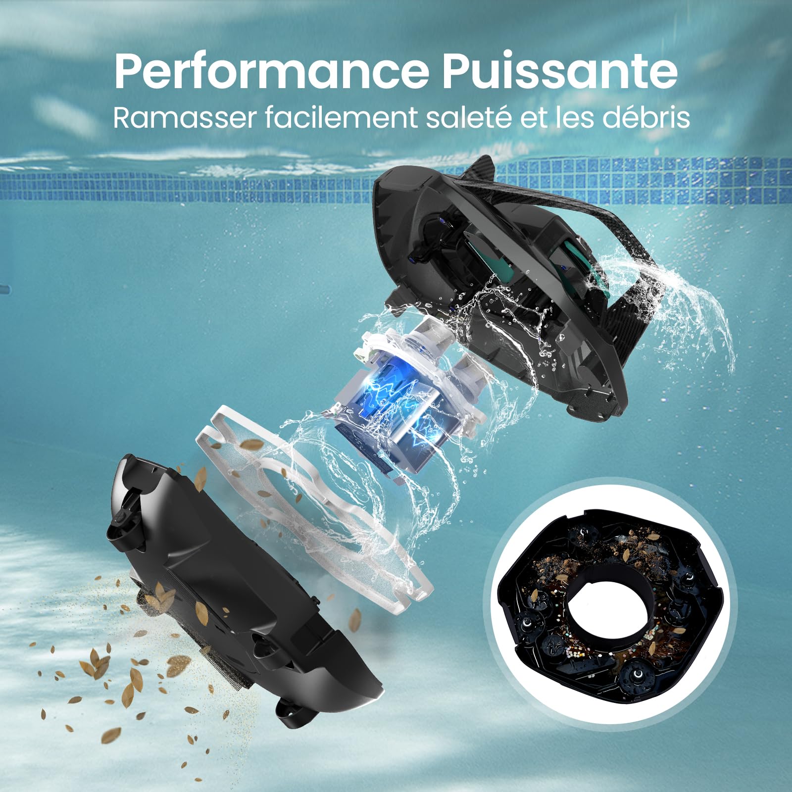 AIPER Robot de Piscine, Aspirateur de Piscine avec 90 Minutes de Fonctionnement, Nettoyeur de Piscine avec Double Moteur D'entraînement, sans Fil, Idéal pour Les Piscines de Moins de 80 Mètres Carrés