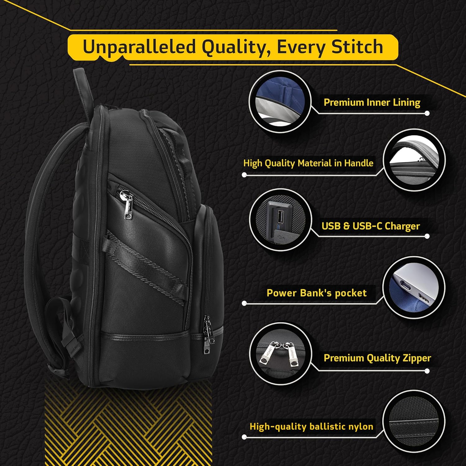 Laptop Business Backpack for Men & Women, Work Backpack Fits15.6 Inch, Premium Quality Travel Bag with USB Charging Port, Water-Resistant, Durable Nylon, Computer Bookbag with Multiple Pockets - Image 4