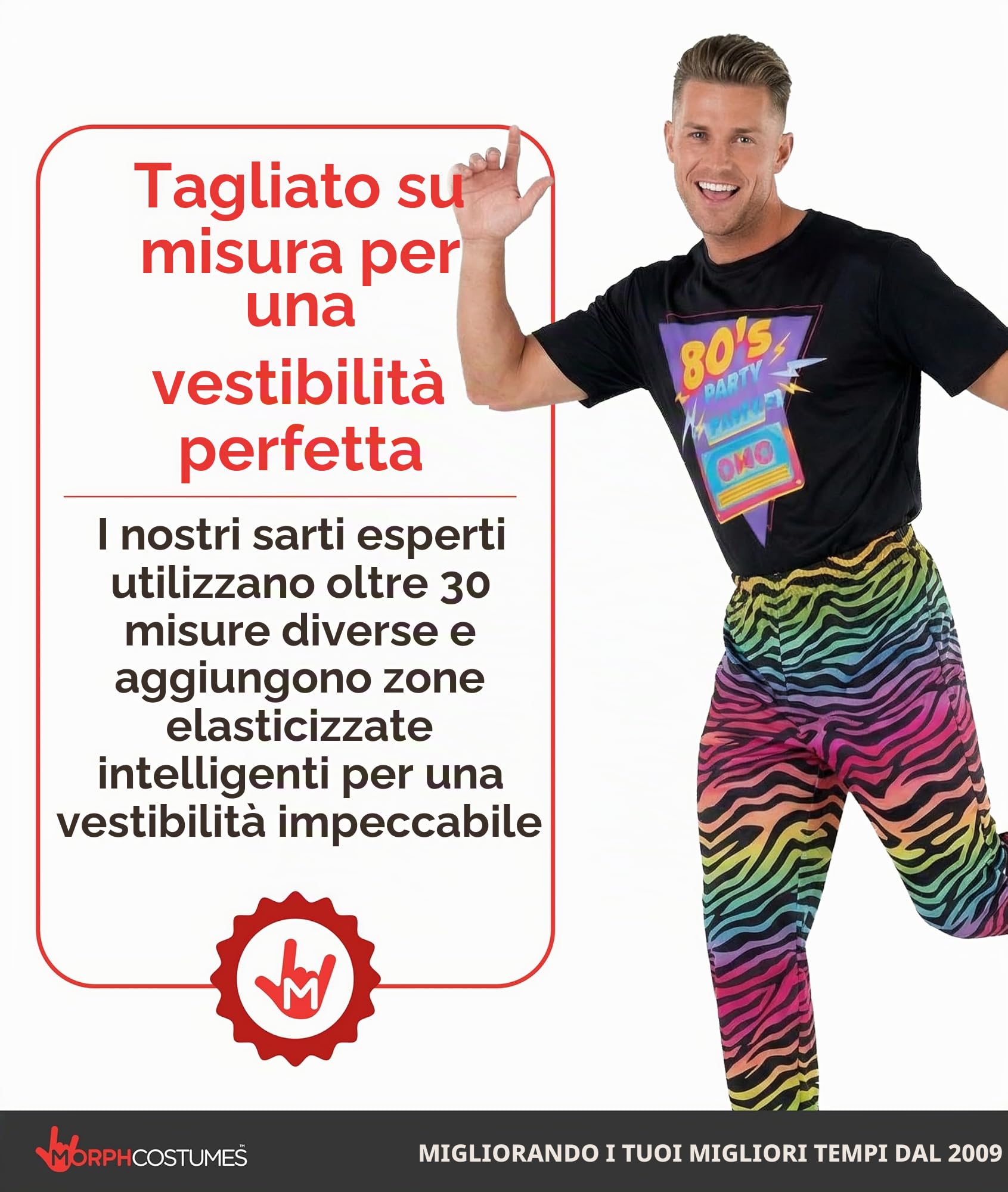 Morph Costume Uomo Anni 80 - Vestito Carnevale Uomo, Abito Retrò per Halloween, Compleanni e Party a Tema Vintage.