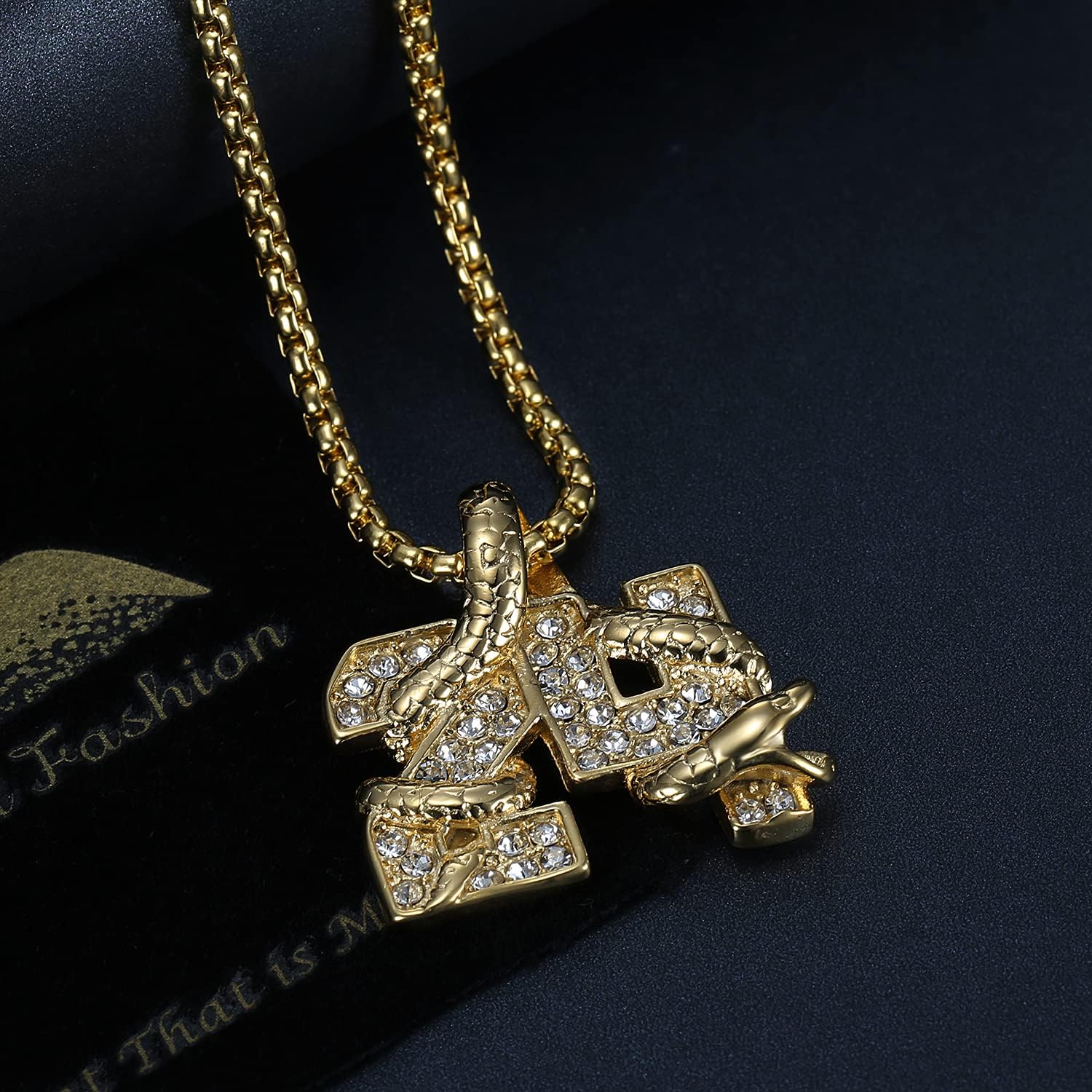 18K Gold Plated Number 8,24 Pendant Basketball Star Memorial Souvenir Punk Rock Stainless Steel Necklace for Men Women, 24 Inch Chain Gothic Hip Hop Amulet Snake Jewelry Gift - Image 3