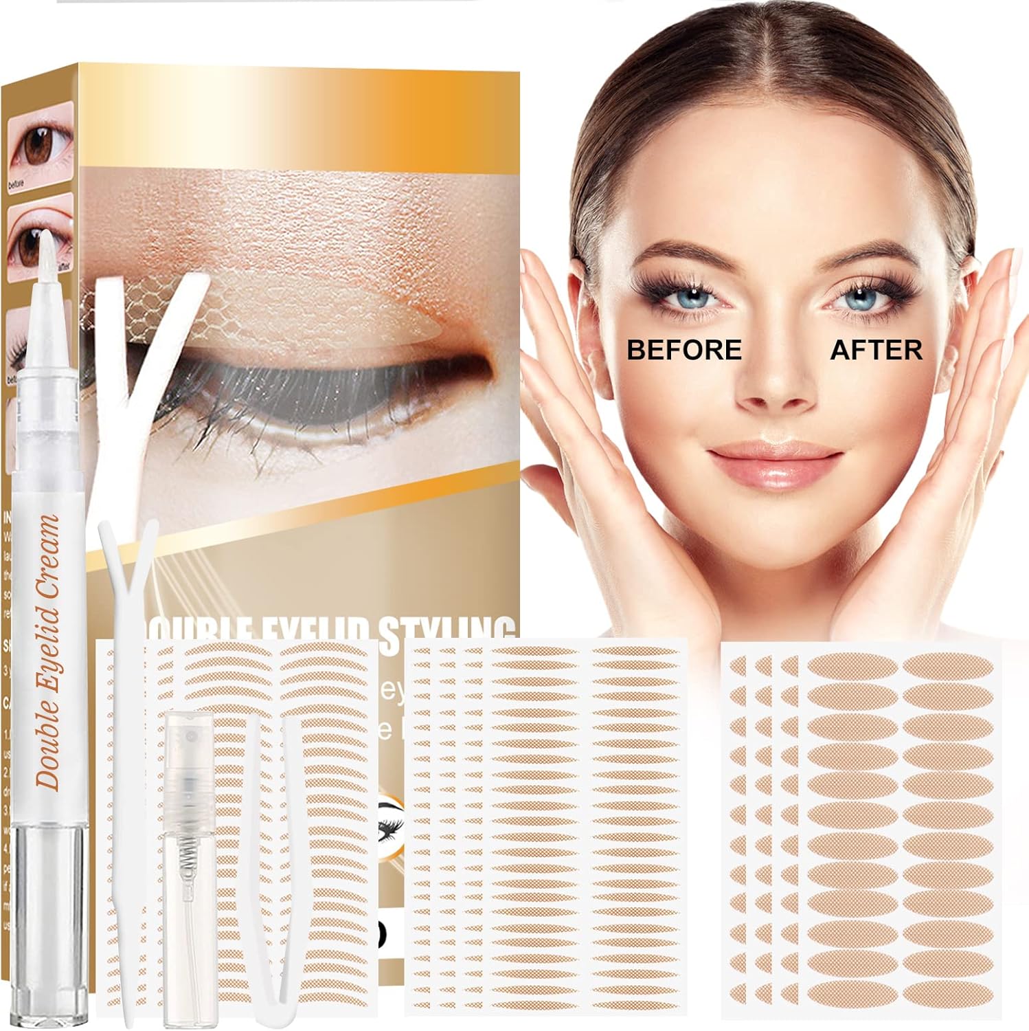 Chinoxia Eyelid Tape Kit, 480PCS Invisible Eyelid Lift Strips