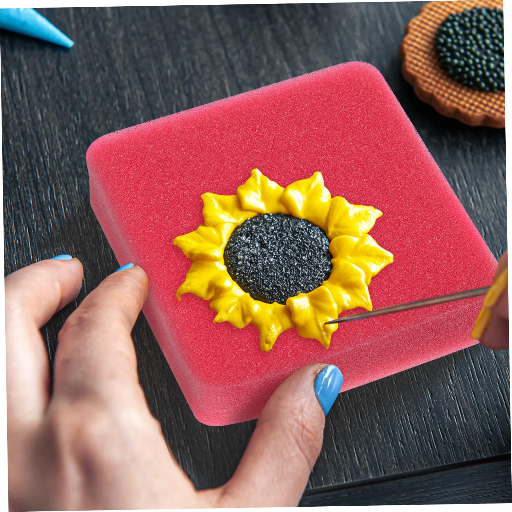 Alipis Tappetino per Fondente in Spugna a Forma di Fiore, Supporto per Essiccazione Fondente, Accessorio per Decorazione Torte Fai-da-Te, Strumento per Modellare Pasta di Zucchero