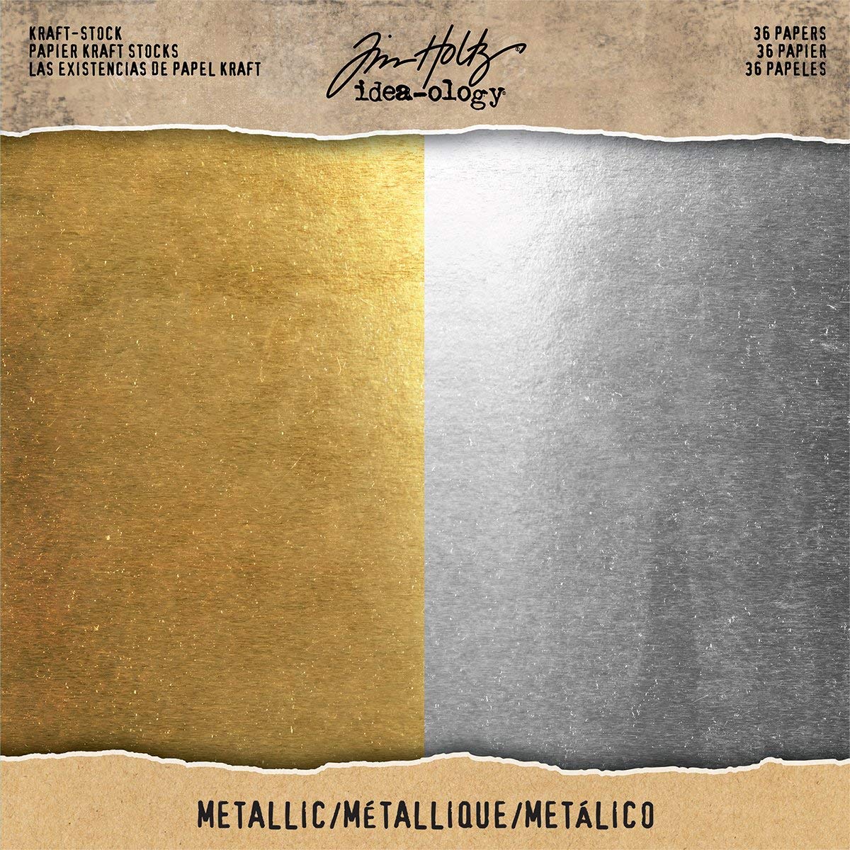Tim Holtz Idea-Ology Kraft Stock Metallic TH IdeaologyKraftStockMetallic, 8" x 8 ", Multi-Colored
