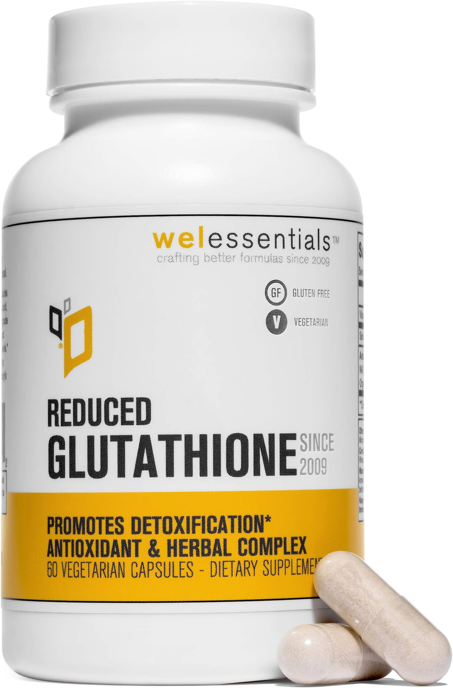 Glutathione Antioxidant and Herbal Complex - 500mg x 60 Vegan Capsules - Pure Reduced Glutathione with Organic Milk Thistle and Vitamin C - Dietary Supplement