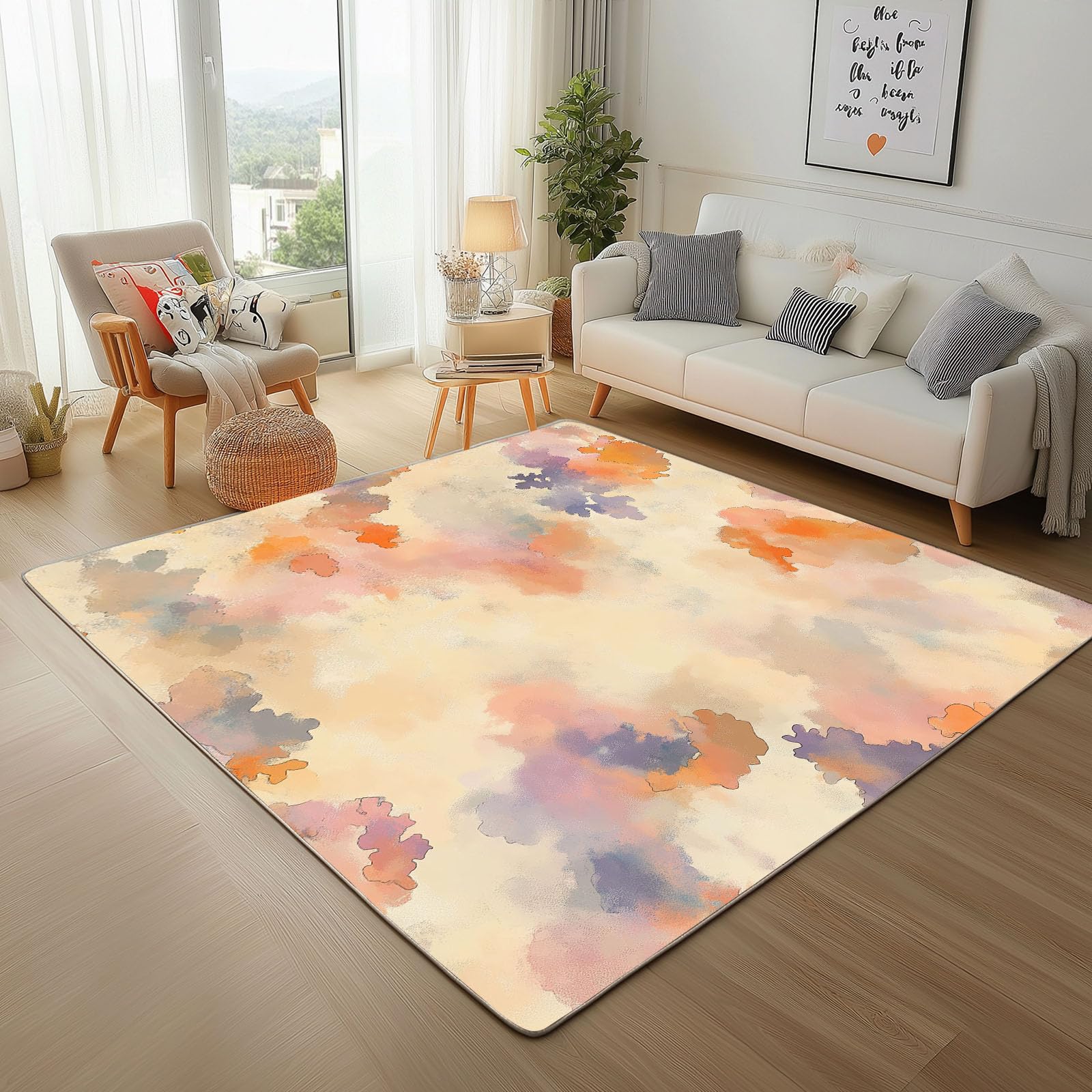 Grand paillasson interieur entree moelleux style vintage abstrait