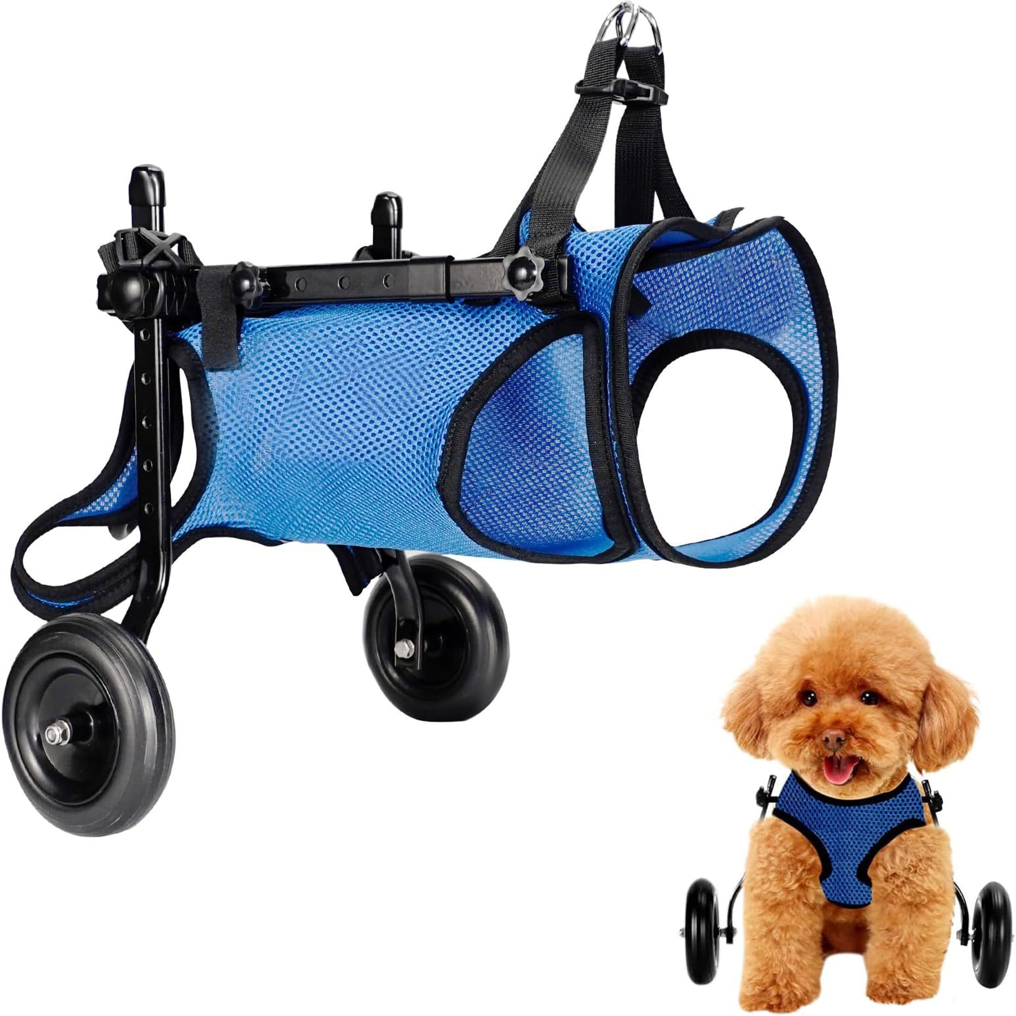 Hunderollstuhl für Hinterbeine, Verstellbarer Hunde Rollstuhl für Kleine Hunde, Leichtgewichtiger Hinterbeine zur Rehabilitation, Mobilitätshilfe für Haustiere