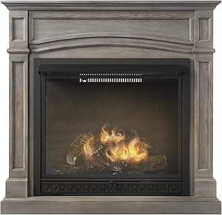 Comfort Glow Dual Fuel Ventless Gas Fireplace with Remote and Mantle The...
