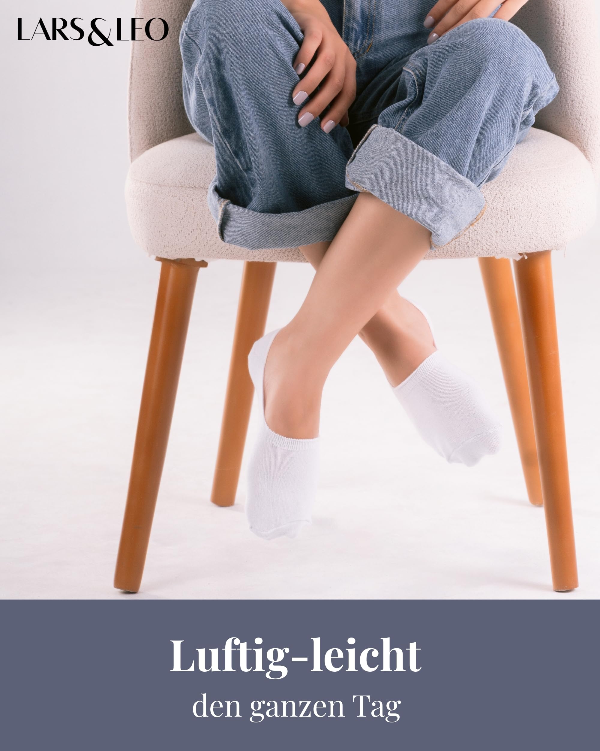 Lars&Leo Füßlinge für Damen/Herren, No-Show Socken aus Bio-Baumwolle mit rutschfestem Silikonpad