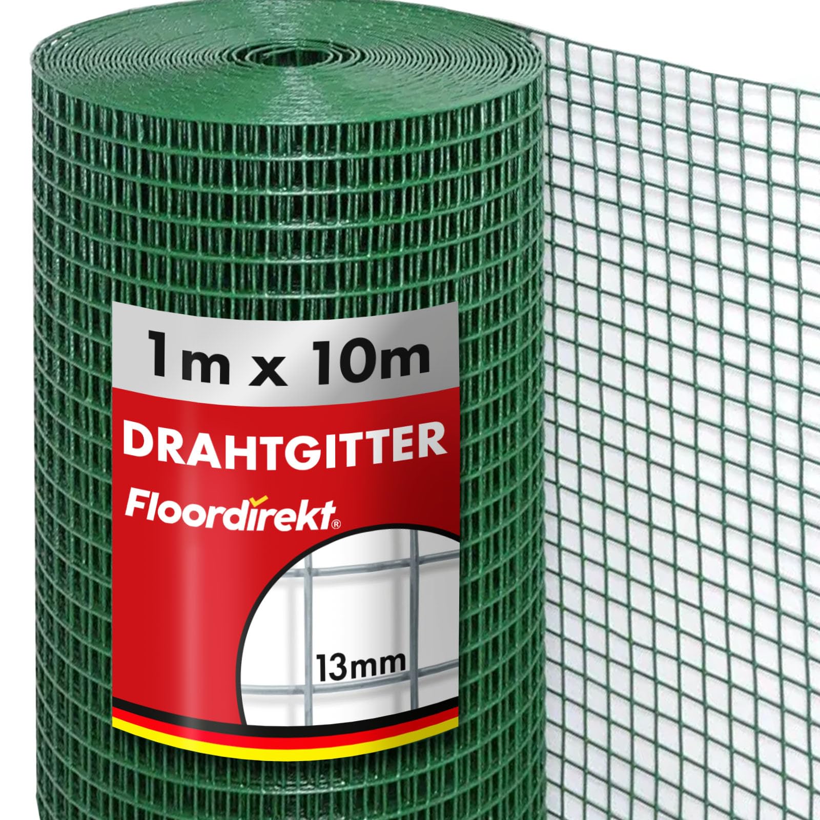 Floordirekt Drahtgitter verzinkt 4-Eck-Geflecht Drahtzaun | Länge und Höhe wählbar