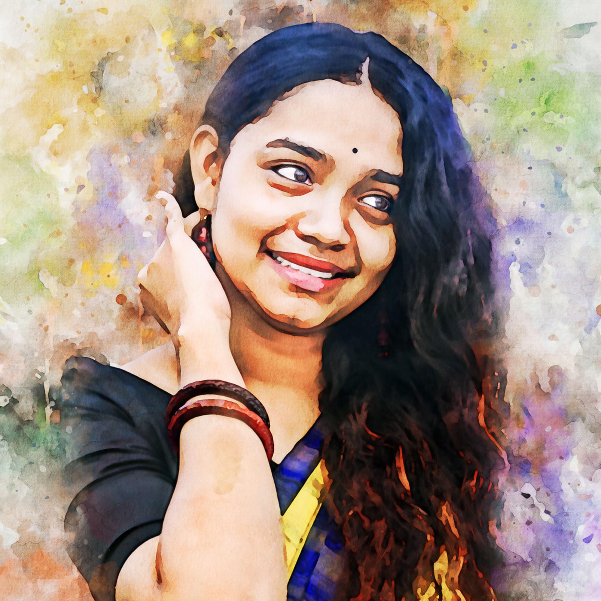 Custom Digital Watercolor Portrait Painting | Personalized Gift for Anniversary, Marriage, Engagement, Gift for brother, sister, father mother 11x14 inch Frame