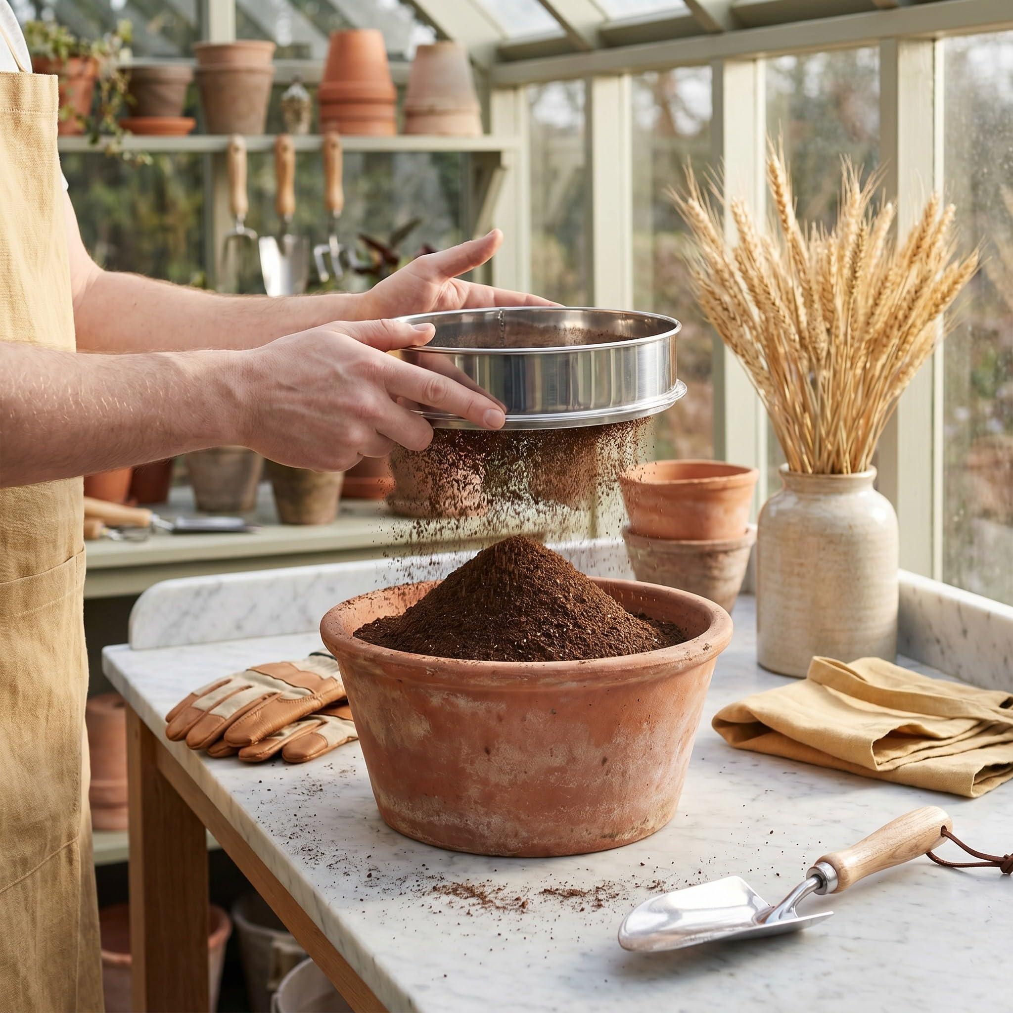 Toddmomy 2er-Set Gartensandsiebe: Robustes Edelstahl-Bodensieb mit 10 Maschen – 5 mm Maschenweite – Kompostsieb für Gartenbau und Pflanzarbeiten