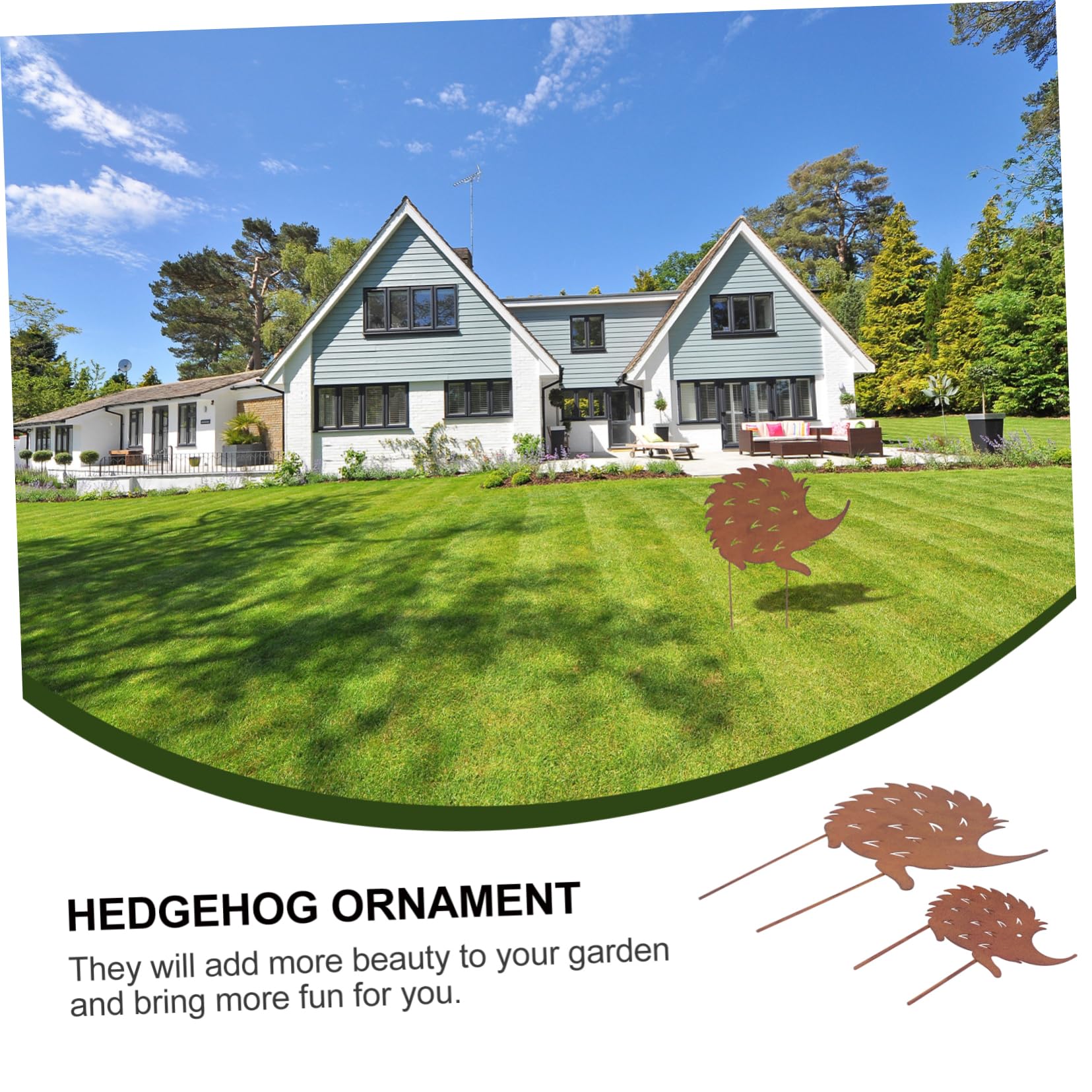 2 Stück Gartendeko Igel aus Eisen Rostoptik Große und Kleine Gartendekoration für Terrasse und Außenbereich Wetterfeste Schmiedeeisen Figur