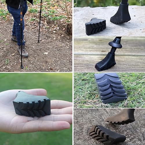 Miniatura 9 de Puntas de bastón de senderismo de goma, 4 piezas, puntas universales de carburo, puntas de botas de goma, protectores de pies de goma, copos de