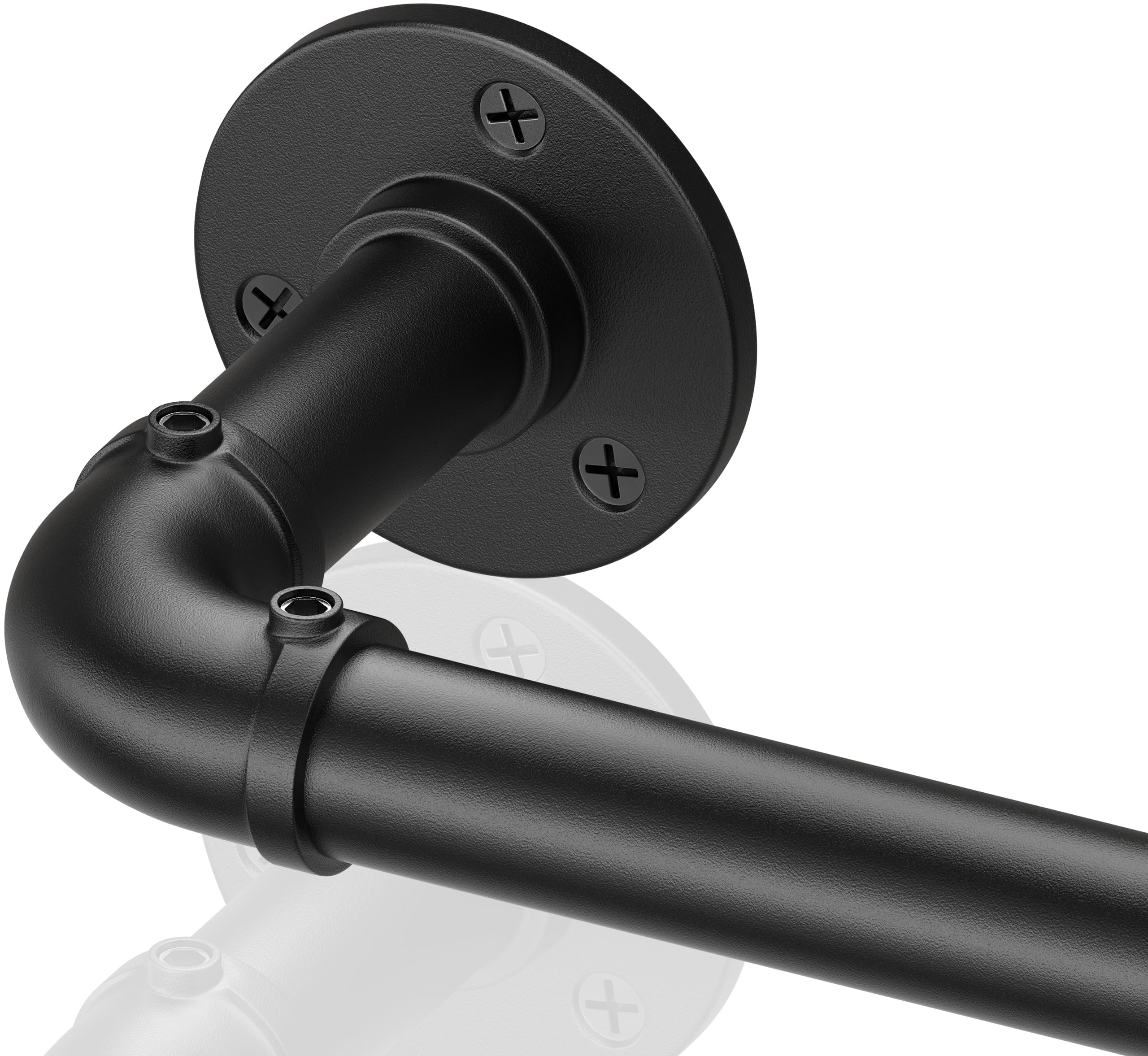 Curtain Rods for Windows 120 to 170, Heavy Duty Industrial Curtain Rods, Black Blackout Curtain Rod, Wrap Around Curtain Rod, Outdoor curtain rods for patio, 1 Inch Adjustable Drapery Pole 144-170