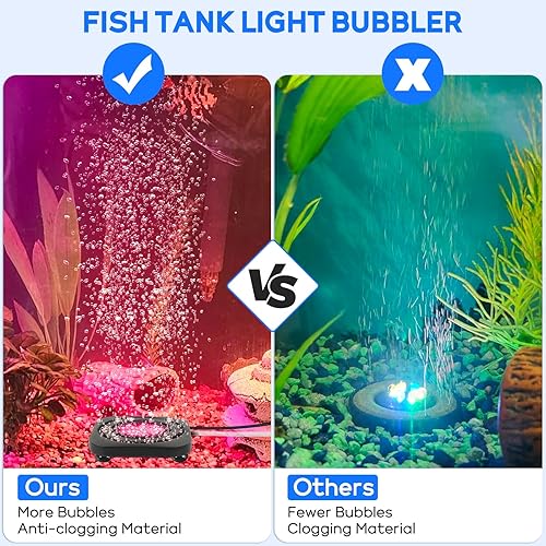 Submersible Fish Tank Decor Light: Aquarium Bubble LED Lights - IP68 Waterproof APP Remote Control 5050 RGB Color Changing Aquarium Decor Bubble Lamp for Fish Enthusiasts Aquatic Pets(15 LED lamp beads)