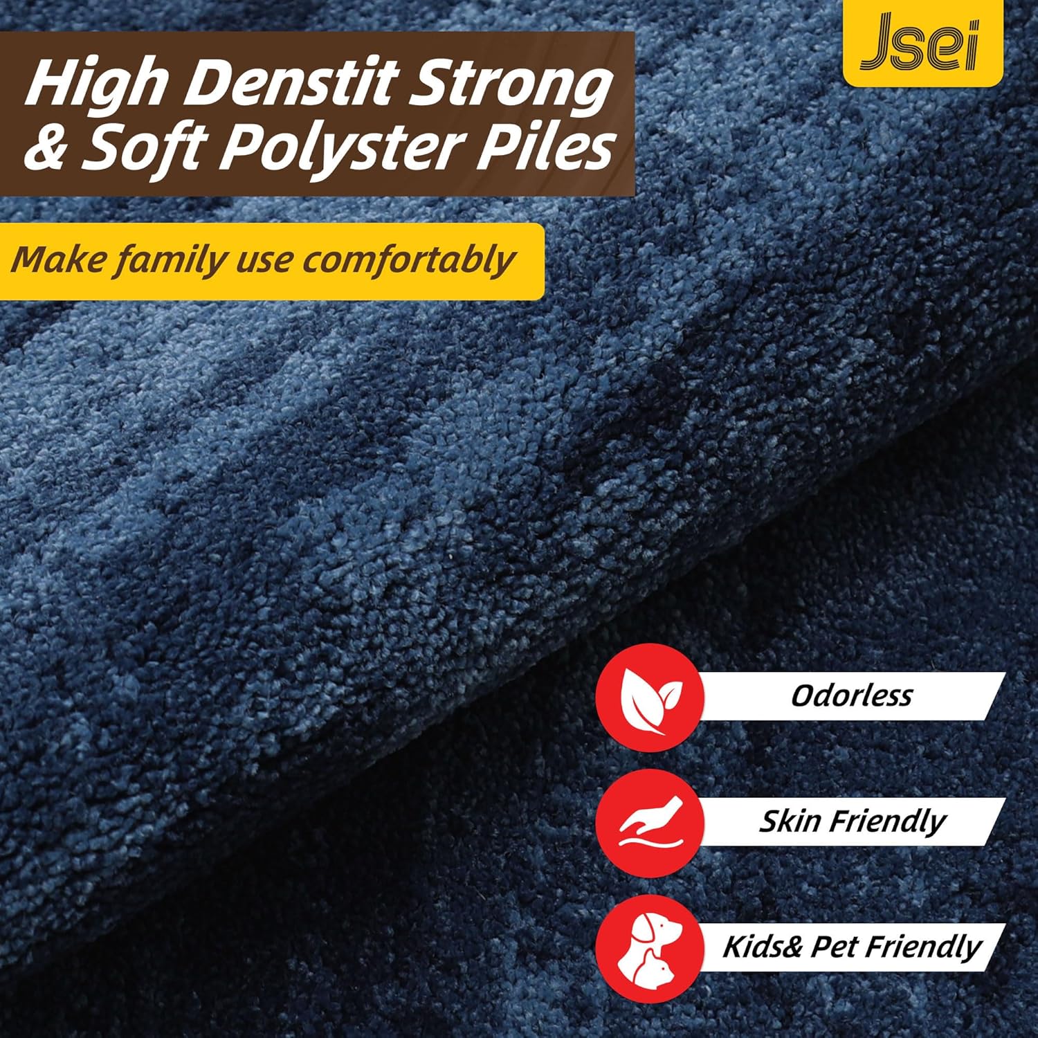 JSEI Dirt Trapper Door Mat 36"x60", Non-Slip Doormats Washable Entryway Mat, Welcome Floor Mat Absorbent Low Profile Dog Door Mats for Front Back Door, Wet Shoes & Paws, Blue