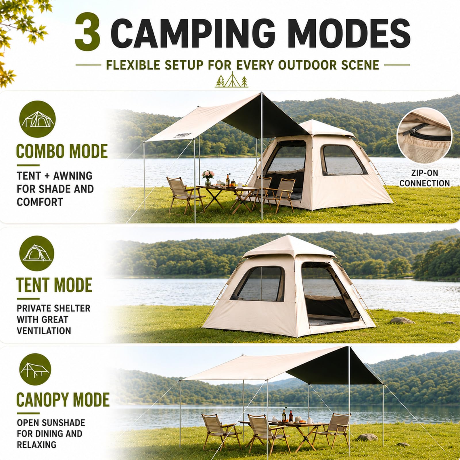 Tenda Da Campeggio Automatica Per 5-9 Persone Con Ampia Tettoia 5–9Person