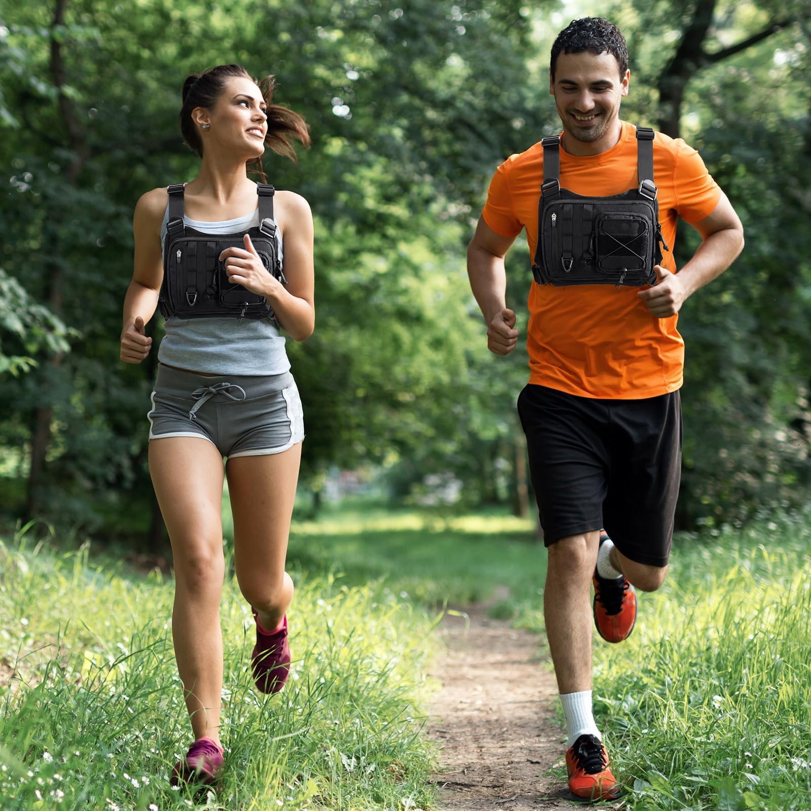 Poche poitrine tactique pour homme et femme, poche poitrine légère avec espace de rangement supplémentaire, gilet de course avec support pour téléphone portable, taille unique, poche poitrine