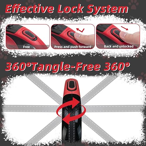 Miniatura 4 de PUPTECK Correa retráctil para perro con alambre de acero antimasticación, 360 sin enredos, para perros pequeños, medianos y grandes, resistente