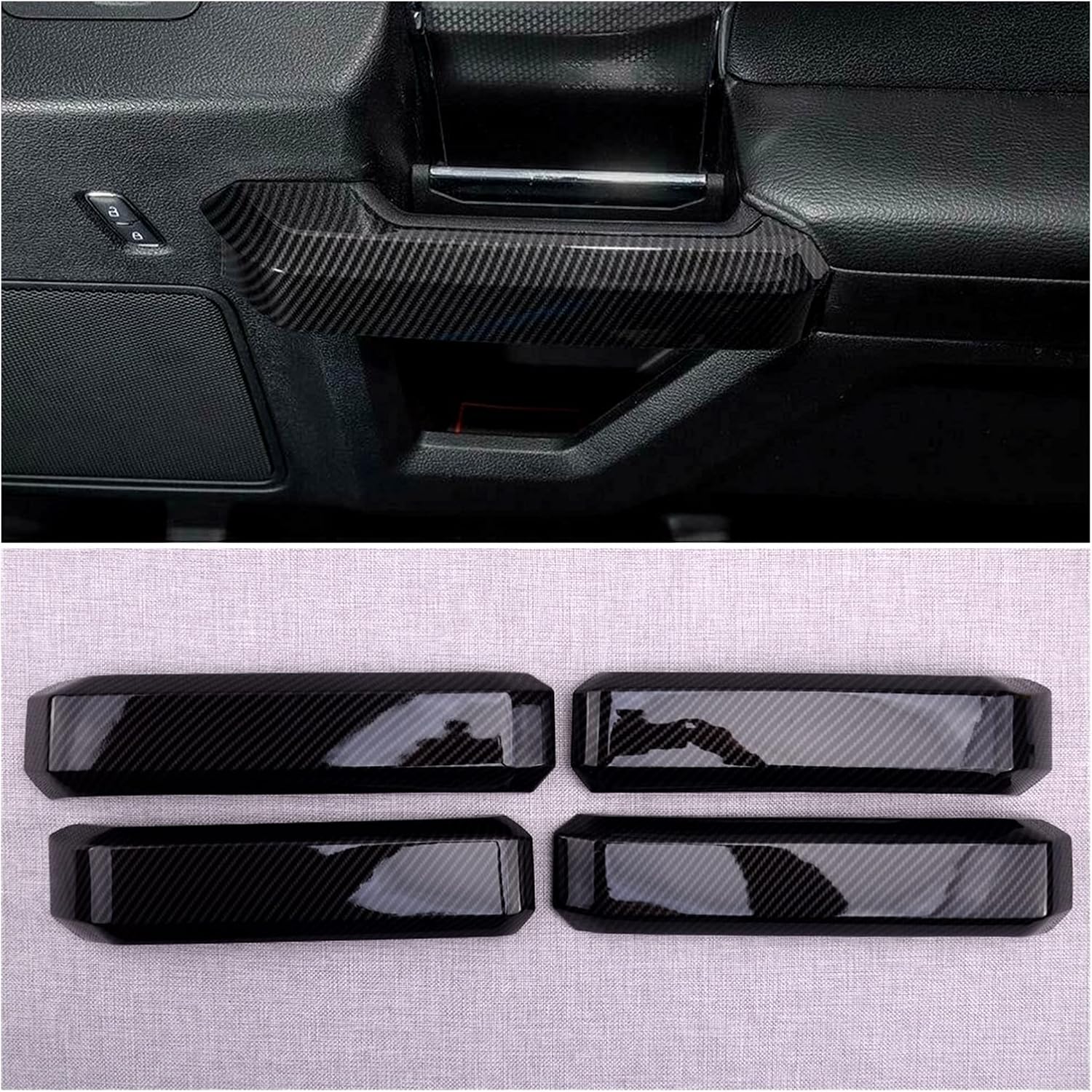 Hundu 4ピース 初回限定 セット車の内側ドアハンドルgrabカバートリムフィット F150 15 17 19 Abs カーボンファイバースタイルブラック 18 Hundu 4ピース 初回限定 セット車の内側ドアハンドルgrabカバートリムフィット F150 15 17 19 Abs カーボンファイバースタイルブラック 18