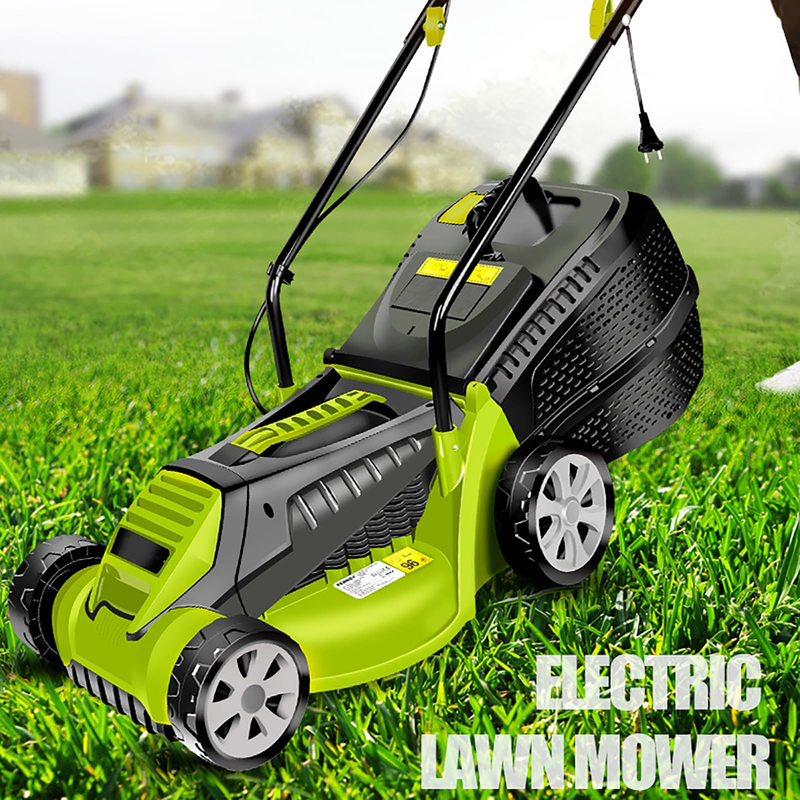 FfiMe Cortacésped Eléctrico, 1600W, Caja de Hierba Grande de 30L, Ancho de Corte de 32cm, 3 Alturas de Corte Ajustables (25-65mm), Plegable para Almacenamiento, para Jardines, Patios, Granjas