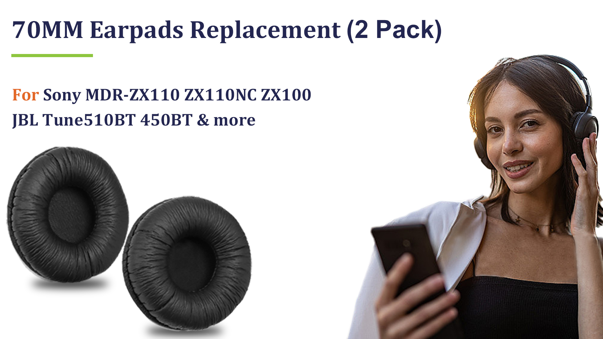 クッション Amazon.com: 70mm Ear Pads for Sony Headphones, Replacement Ear