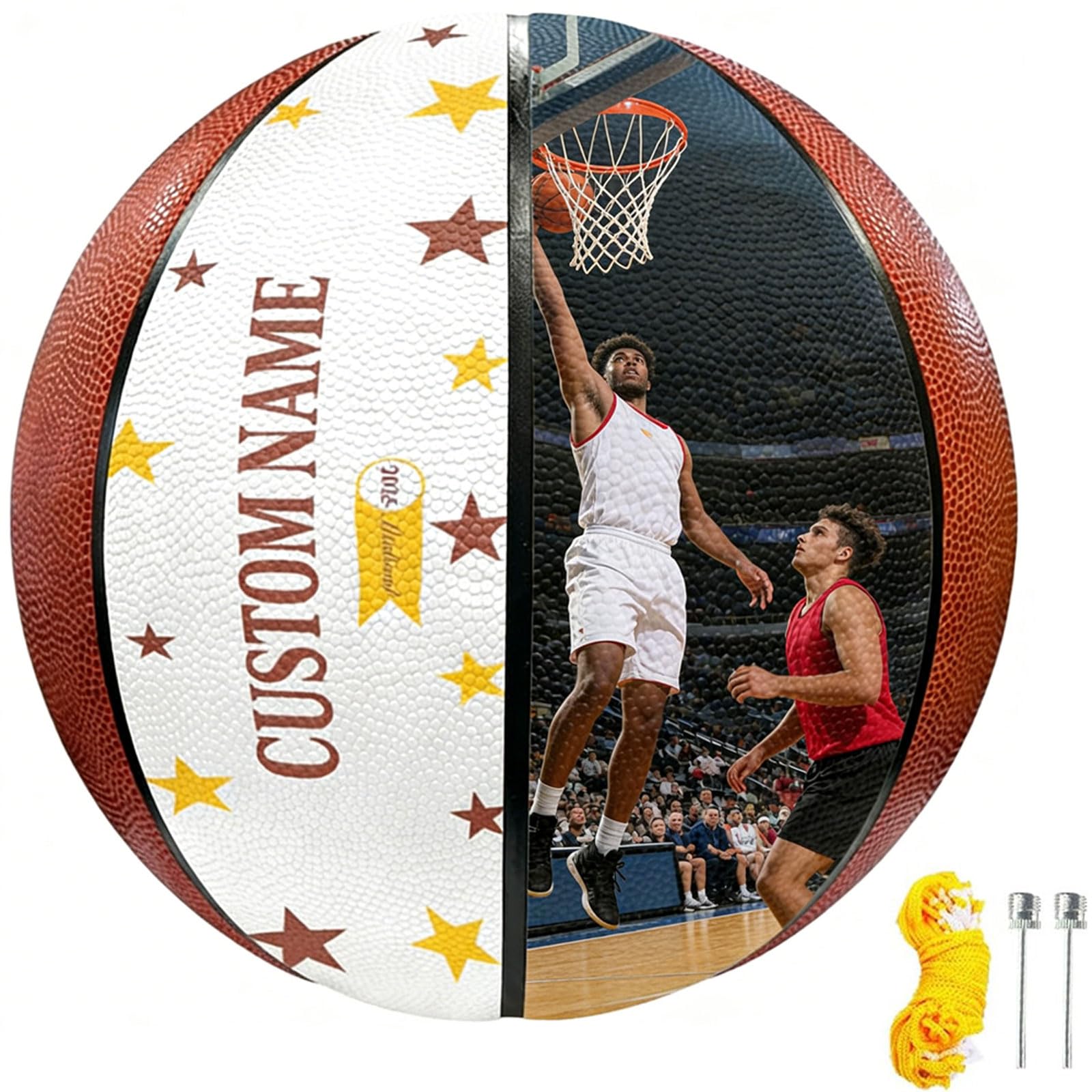 Pallone da Basket Personalizzato Decorativo, Personalizzato con Foto e Nome, Regali Commemorativi di Compleanno, il Ritorno a Scuola, lo Staff Tecnic