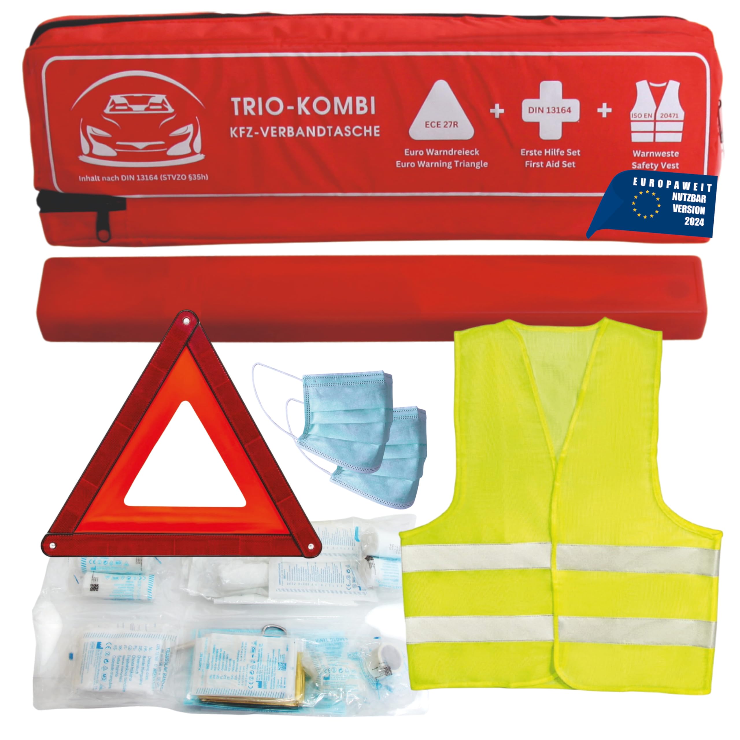 QIMMU Warndreieck & Warnweste Set - 360° Reflektierend Für Auto-Pannen