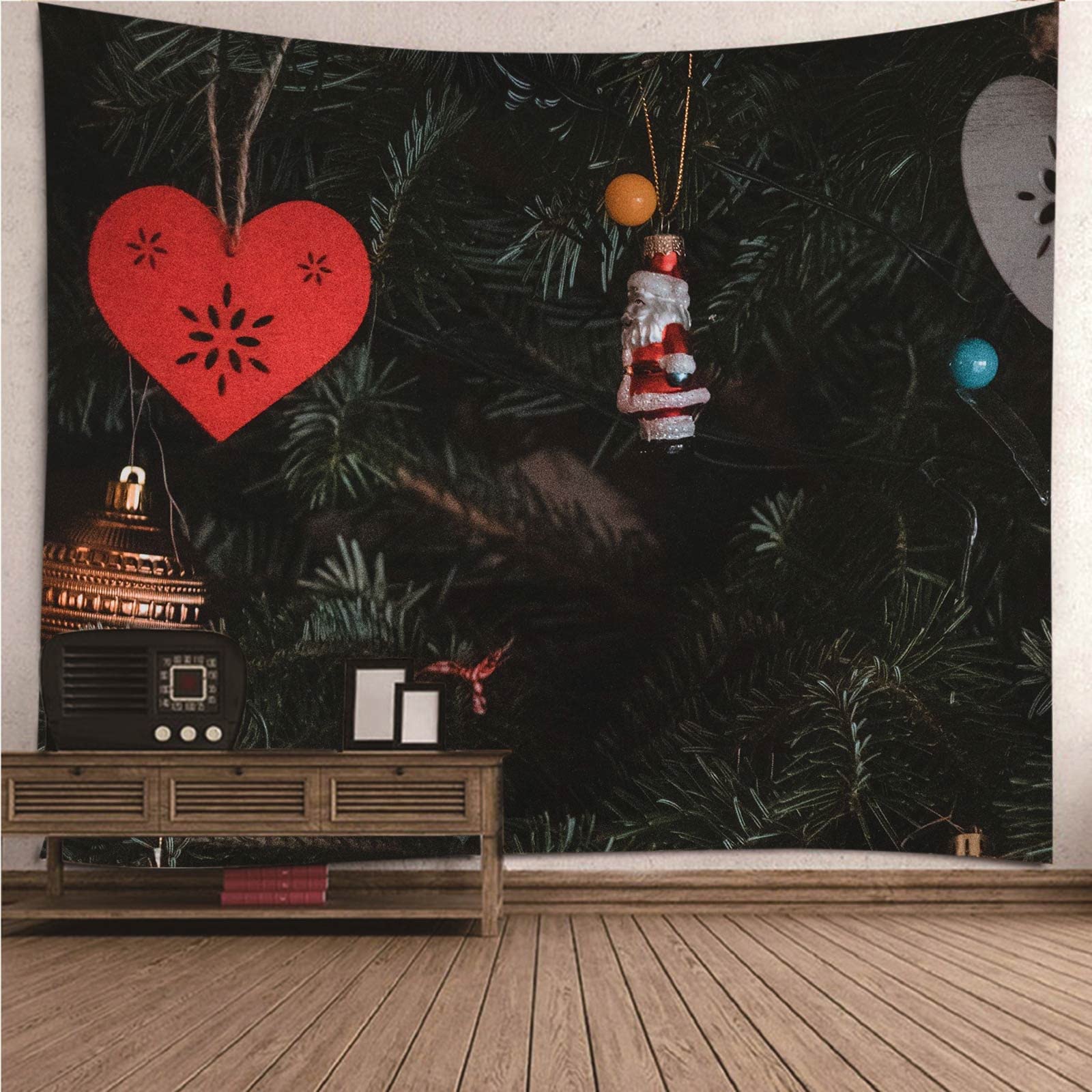 Arazzo da Parete di Natale Tappezzeria Muro Ornamenti di Babbo Natale per Decorazione Natalizia, 200x200CM