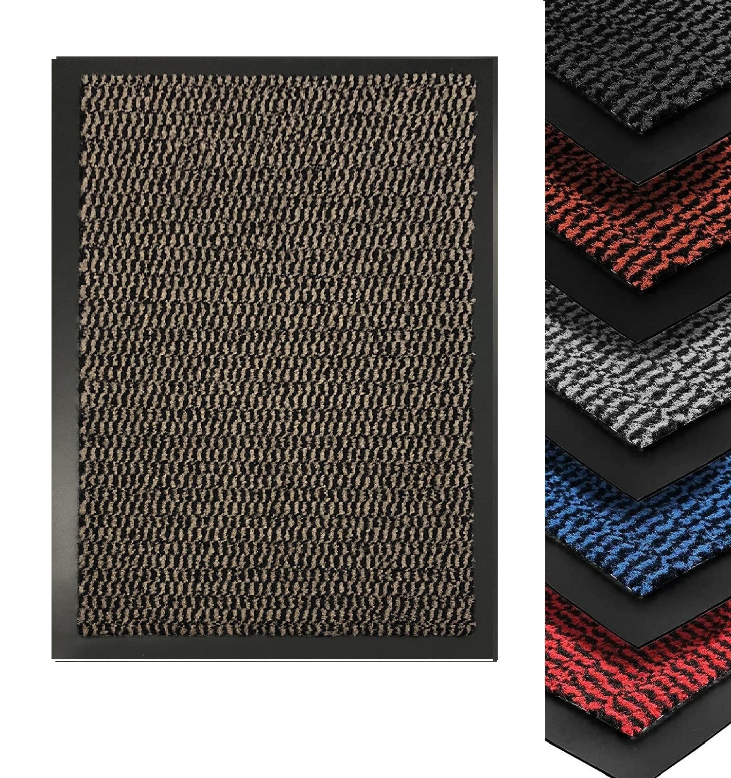 Monal Heavy Duty Indoor & Outdoor Rubber Non-Slip Floor & Kitchen Barrier Mat Easy Clean Absorbent Soft Feel Entrance Rug Shoes Scraper Floor Mat (80 x 120 cm (2'7" x 4'), Brown)