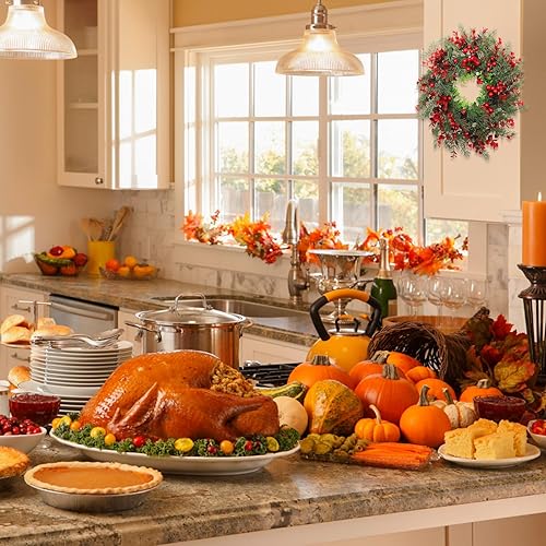 Miniatura 8 de 1 guirnalda de Navidad para decoración de corona de Navidad, colgante de guirnalda de Navidad artificial para colgar en la puerta, diseño de aguja