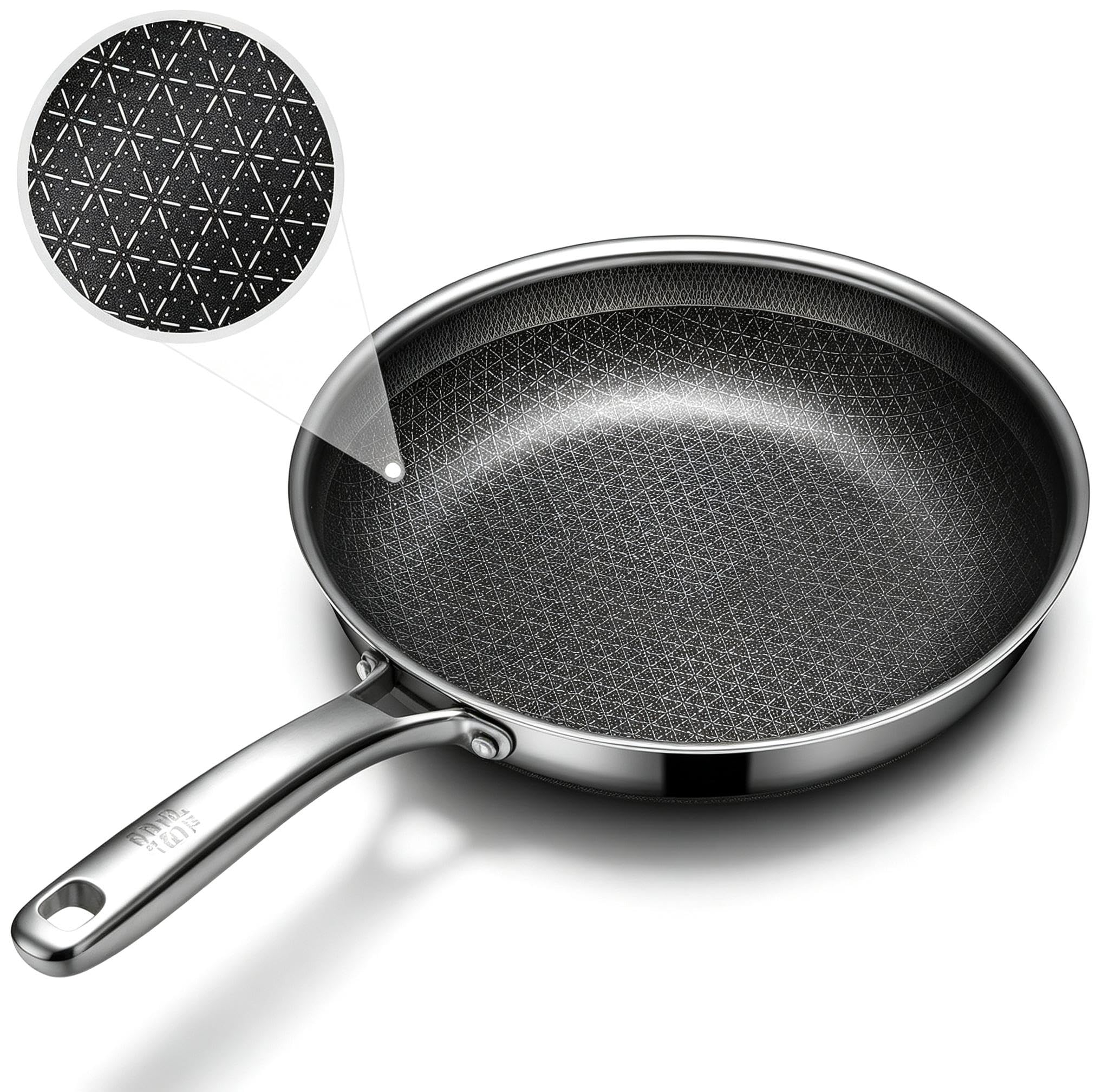 OATOFP Non Stick Frying Pans 12 inch, Hybrid Frying Skillets Nonstick, Stainless Steel Braiser Pans, Dishwasher and Oven-Safe Chef Pan, Induction Compatible Cooking Pan, Upgraded Design