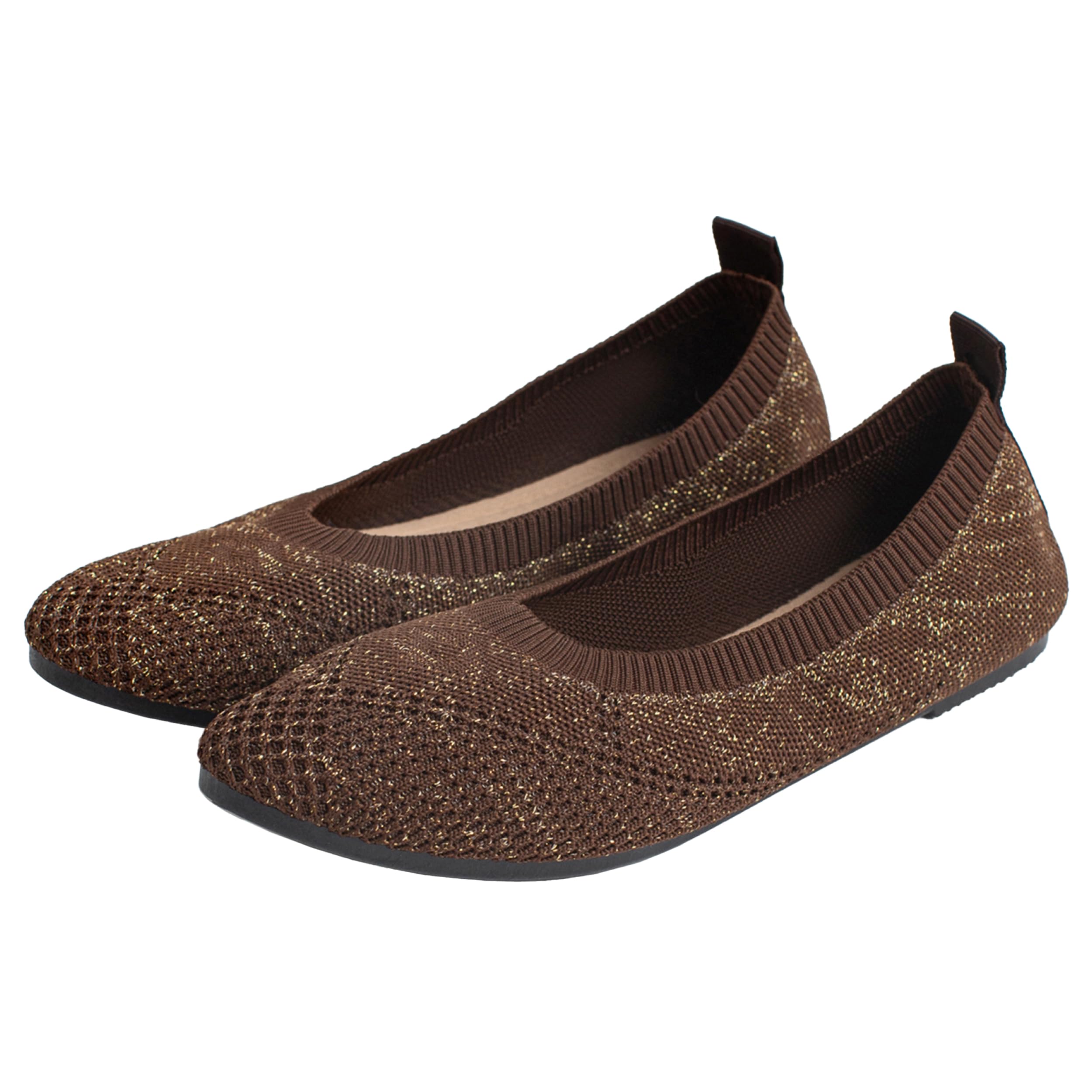 flâneur FASHIONWomen's Brown Ballet Flats - Round Toe, Comfortable & Breathable Casual Shoes for Women, Perfect for Walking & Formal Events