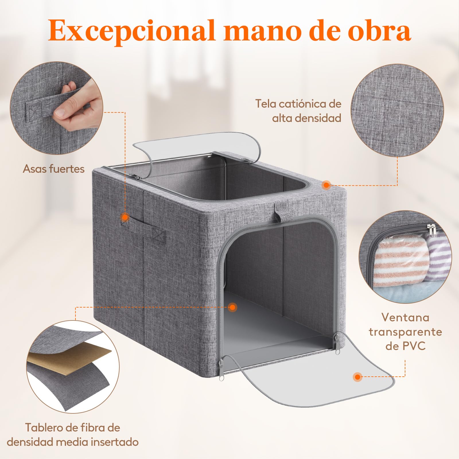 Lifewit - Paquete de 4 contenedores de almacenamiento de ropa con marco de metal, contenedores de almacenamiento de ropa plegables con tapas, cajas de almacenamiento apilables de 40L