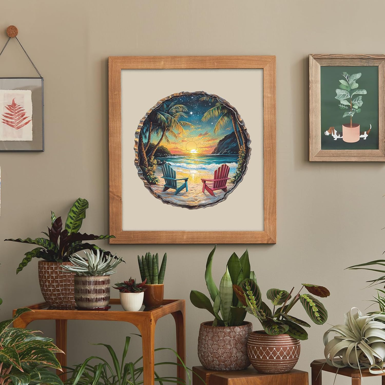 Jigfoxy Wooden Puzzle for Adults, Sunset Beach Wooden Jigsaw Puzzle, Unique Animal-Shaped Wood-Cut Puzzle for Family and Friends, Perfect Valentines Day Gifts (S-8.5 * 8.4in-100pcs)