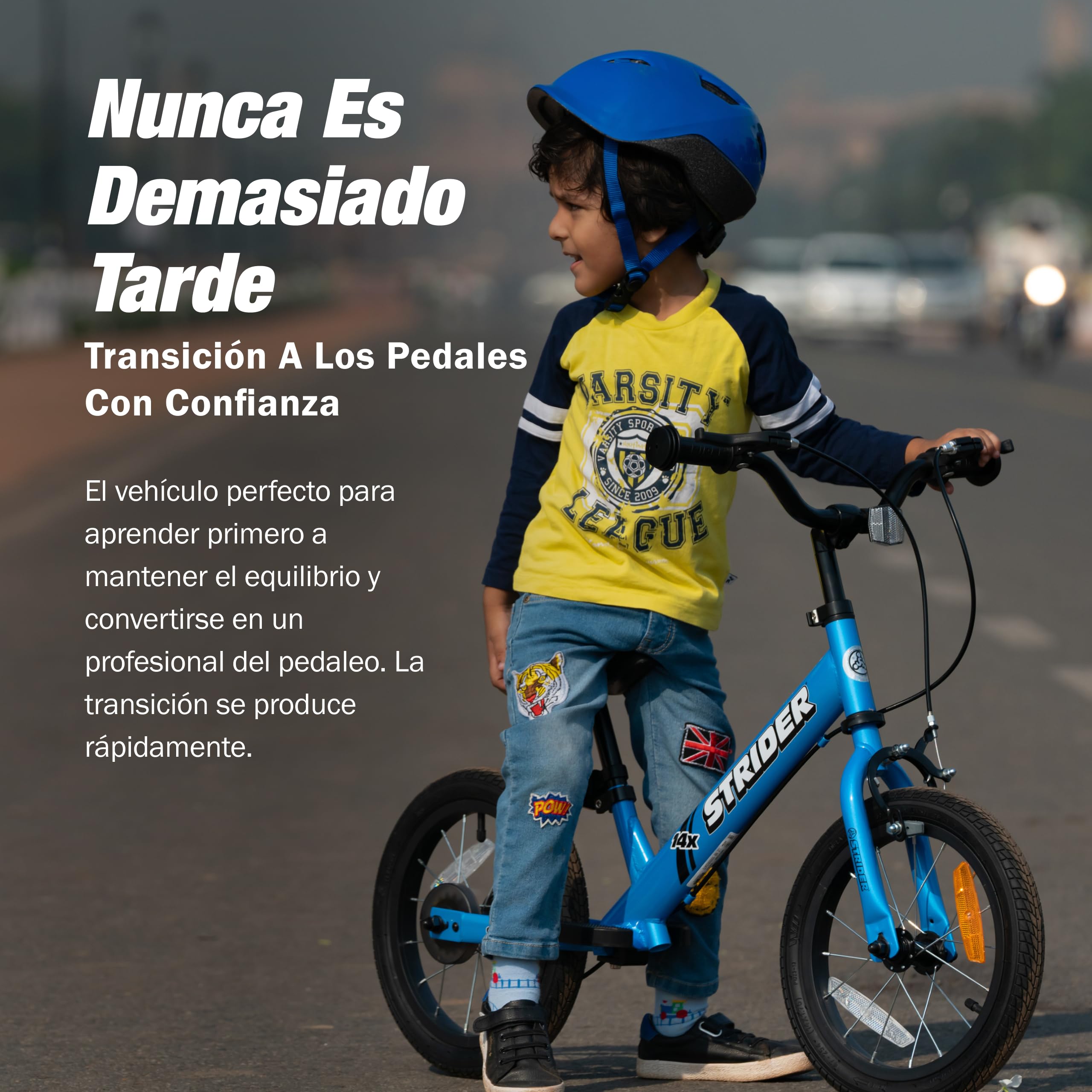 Strider 14x - Bicicleta de Equilibrio para niños de 3 a 6 años - Asas adaptadas, sillín Acolchado, reposapiés y neumáticos para Todo Uso - Montaje fácil