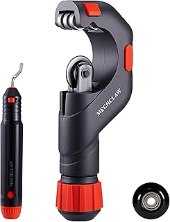 Heavy Duty Tube Cutter, Cuts 3/16 to 2 Inch Outer Diameter Tubes, Hand-Operated Copper Pipe Cutter for Copper, Iron, Aluminum, Stainless Steel Tubes, with Deburring Tool & Replaceable Blade