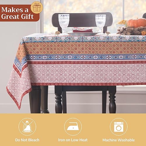 Miniatura 5 de Maison d' Hermine Table Cloth Rectangle Table 100% Cotton 60 x 90 Inches Fall Tablecloth Reusable Everyday Use for Thanksgiving Christmas 04 - Romane